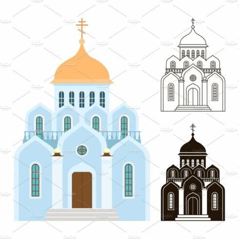 Orthodox churches vector icons cover image.