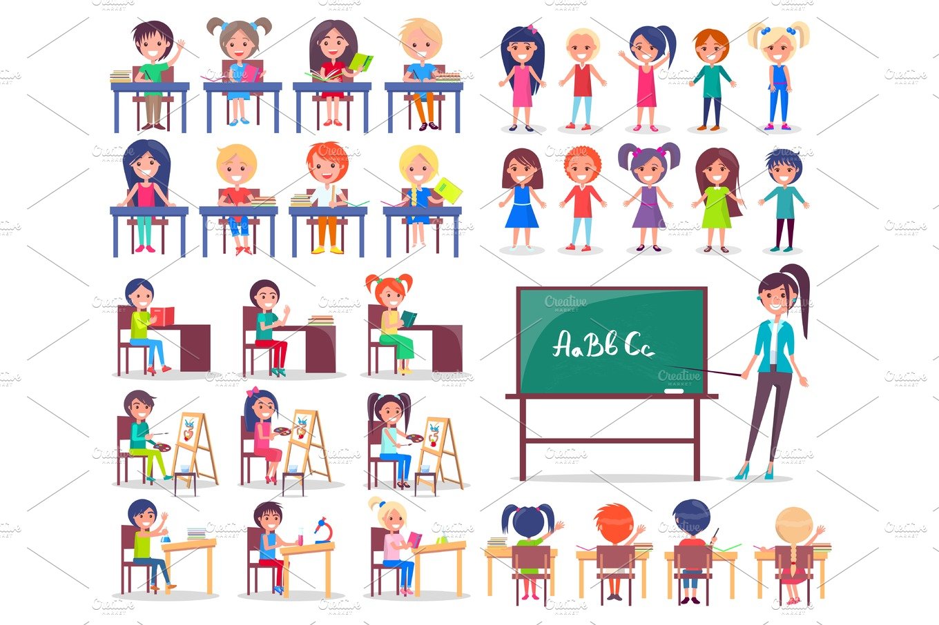 Isolated Students Sitting at Desks and Teacher cover image.