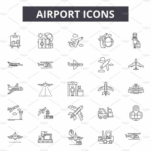 Airport line icons for web and cover image.