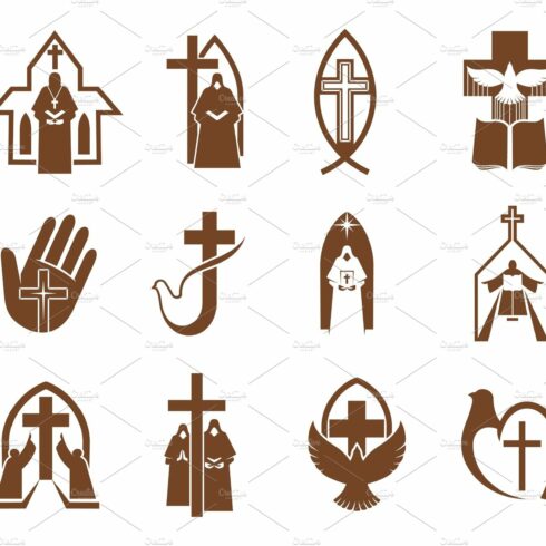 Religion cross, Jesus , Bible icons cover image.