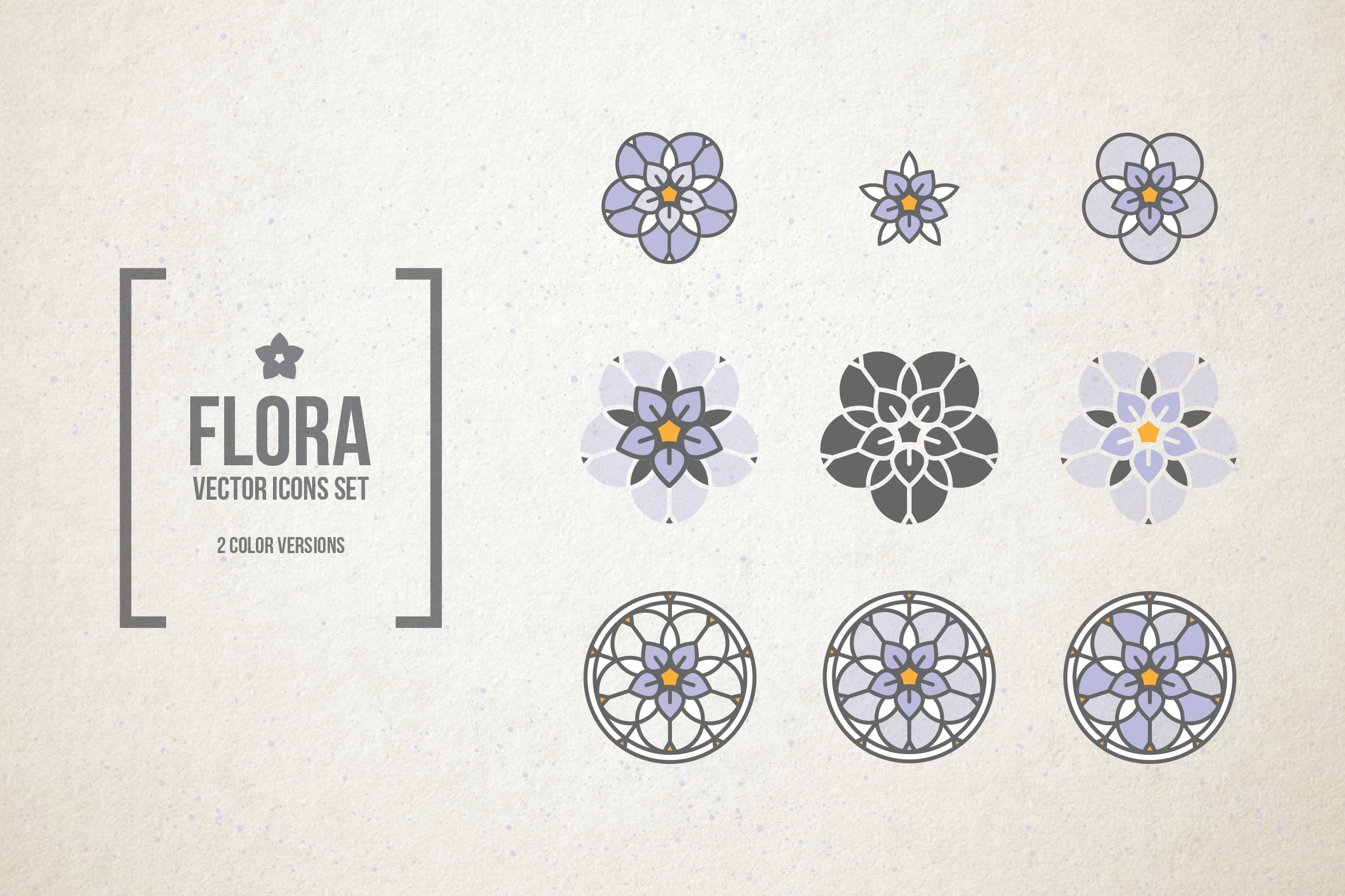 Stained Glass Flowers. Vector icons. cover image.