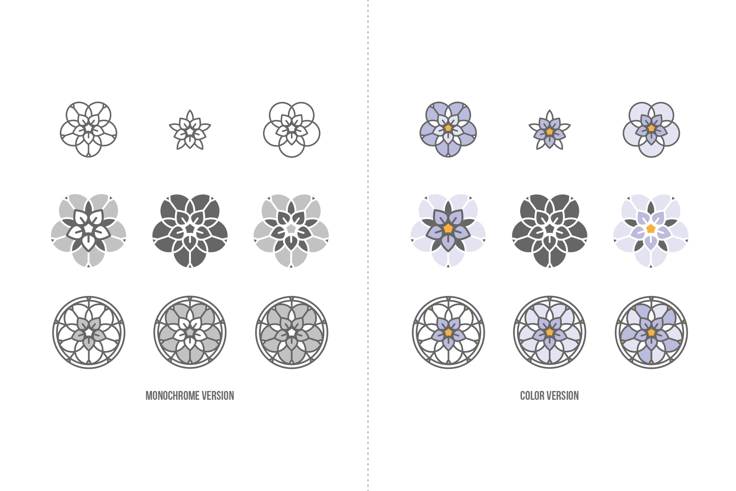 Stained Glass Flowers. Vector icons. preview image.