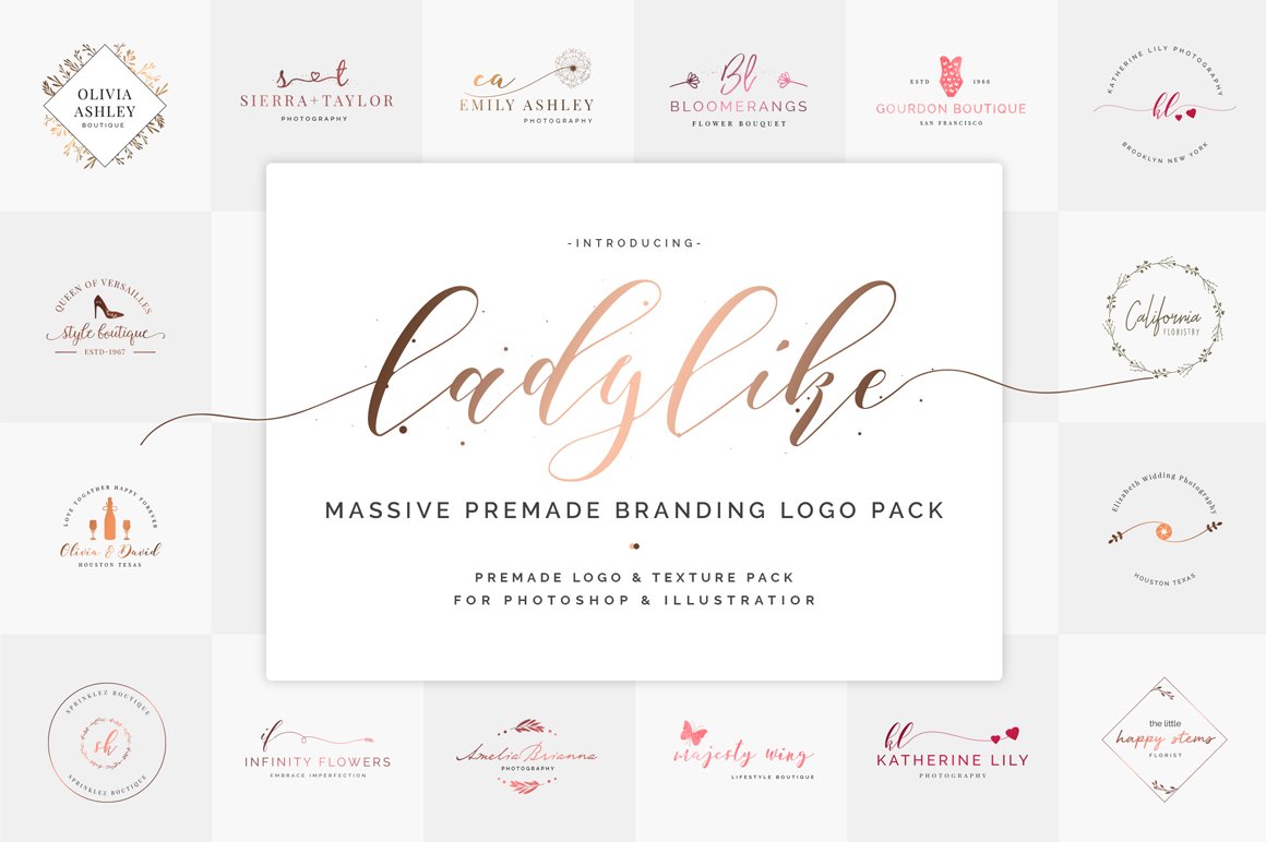Ladylike Premade Branding Logos cover image.