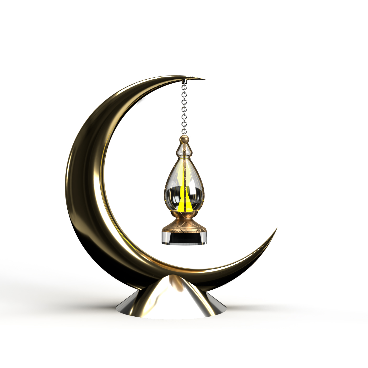 Crescent Shape Ramadan/Eid Lantern PSD preview image.