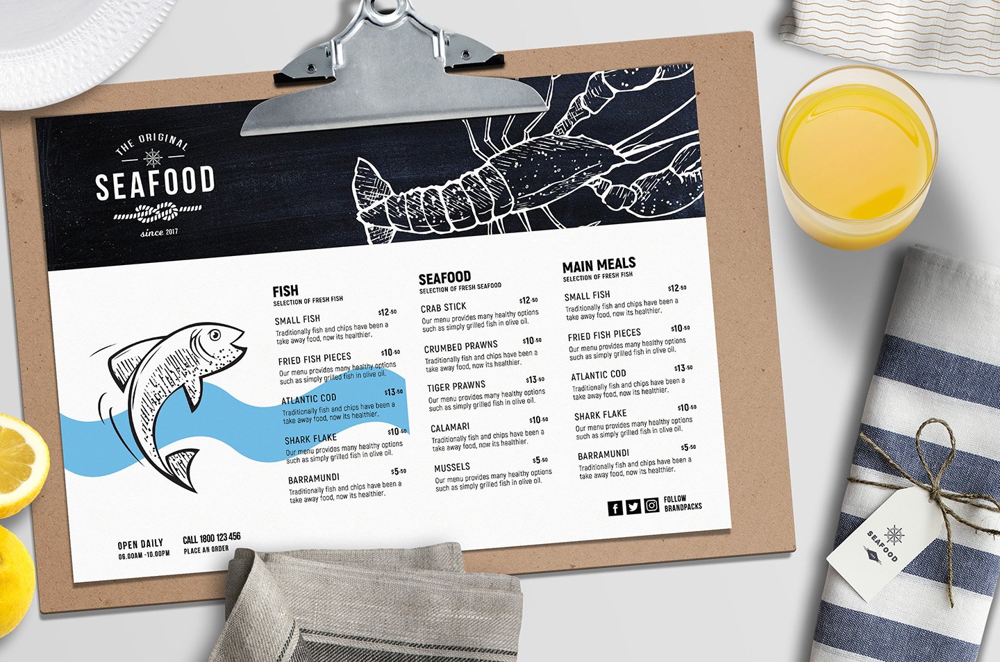 landscape seafood menu templates 972
