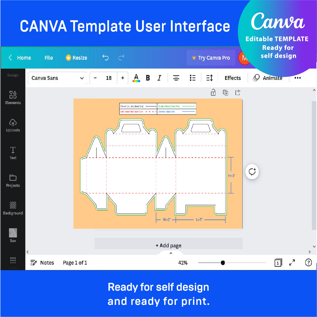 Screen shot of the canva template user interface.