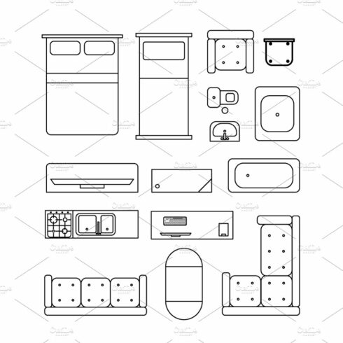 Large set of home furniture icons cover image.