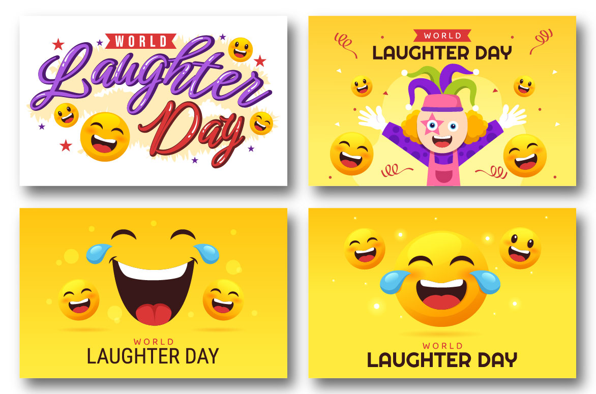 Set of four cards with different emoticions.