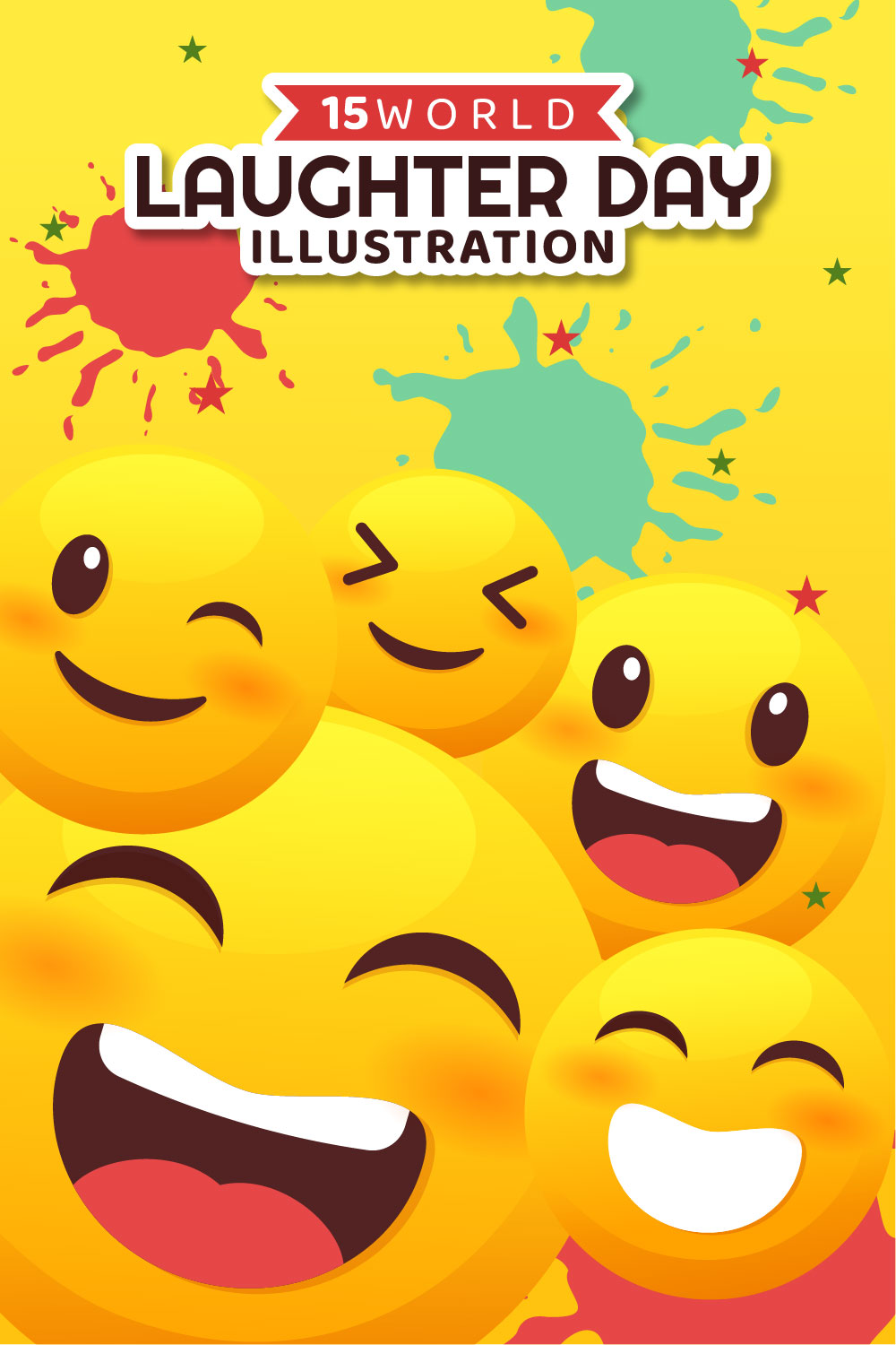 15 World Laughter Day Illustration pinterest preview image.