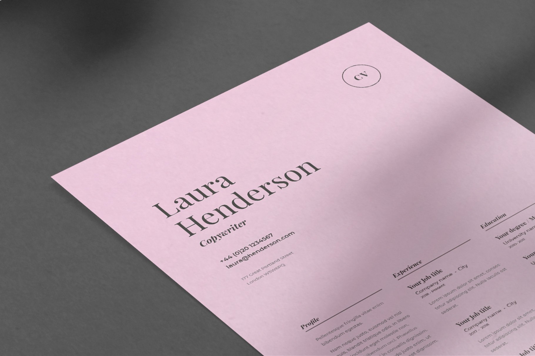 Laura | CV / resume template preview image.