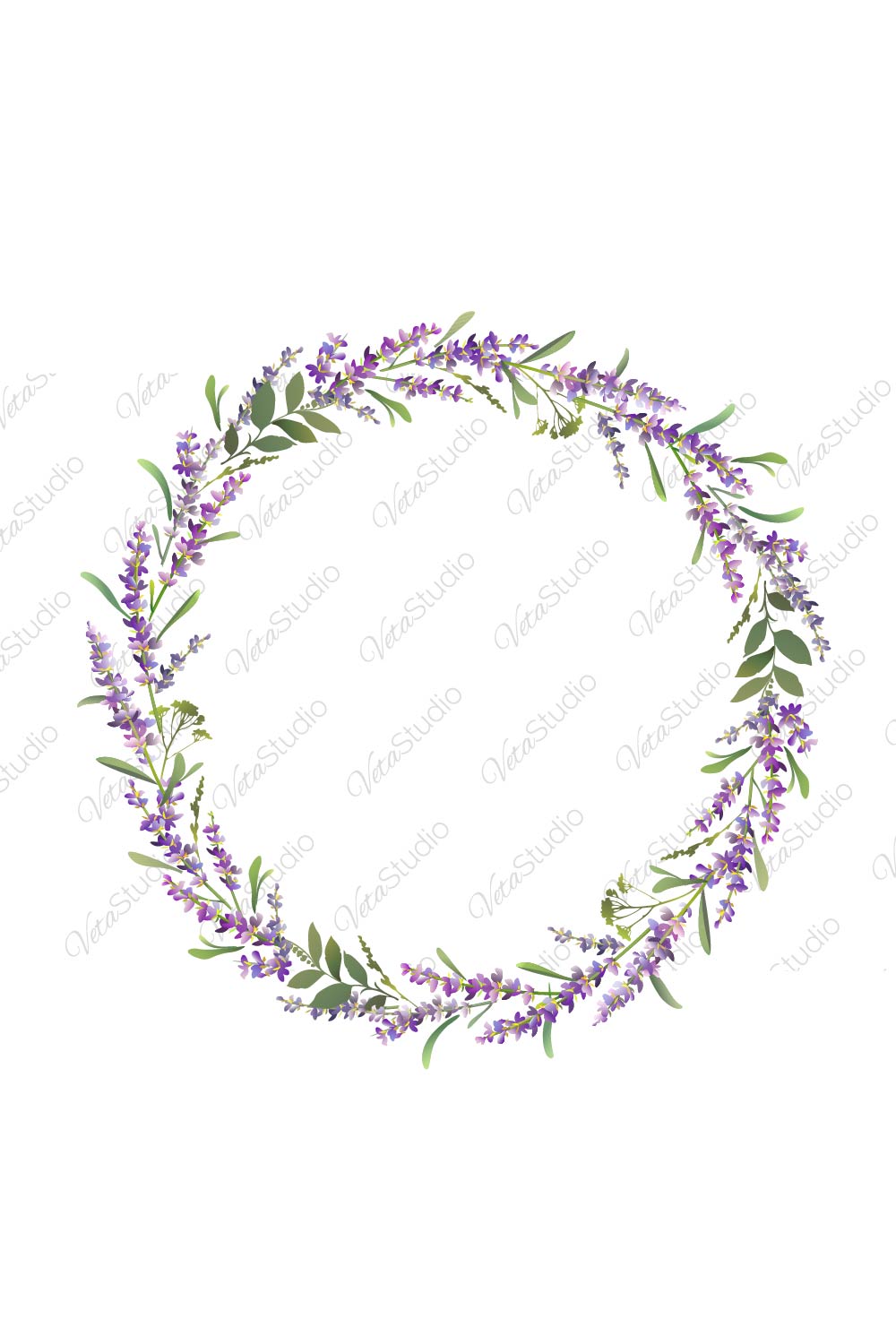Lavender Wreath Vector Design - Only 6$ pinterest preview image.