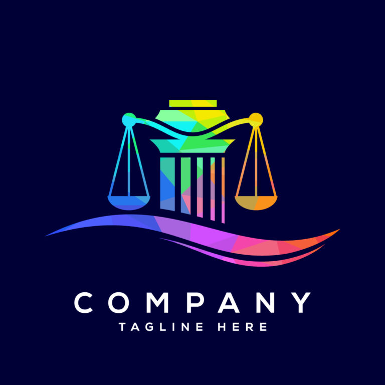 Low poly style law pillar logo design pillar law office logo