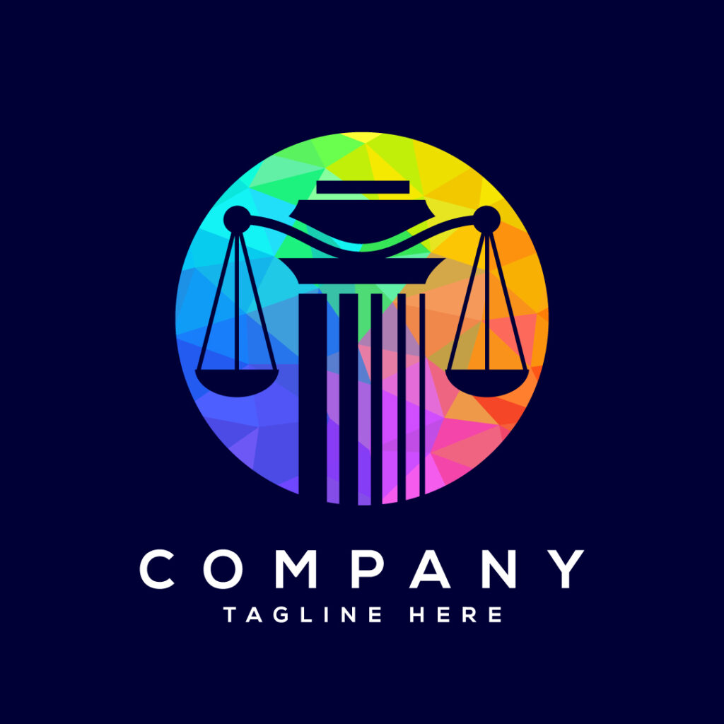 Low poly style law pillar logo design pillar law office vector logo sample