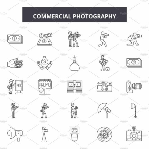 Commercial photography line icons cover image.