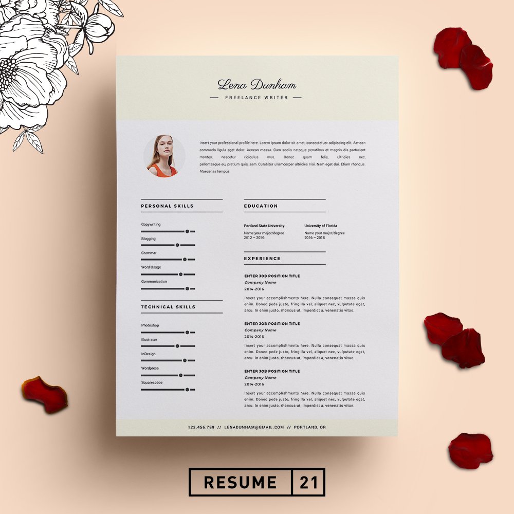 Writer Resume Template /CV cover image.