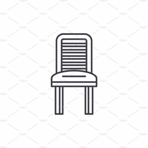 Kitchen chair line icon concept cover image.
