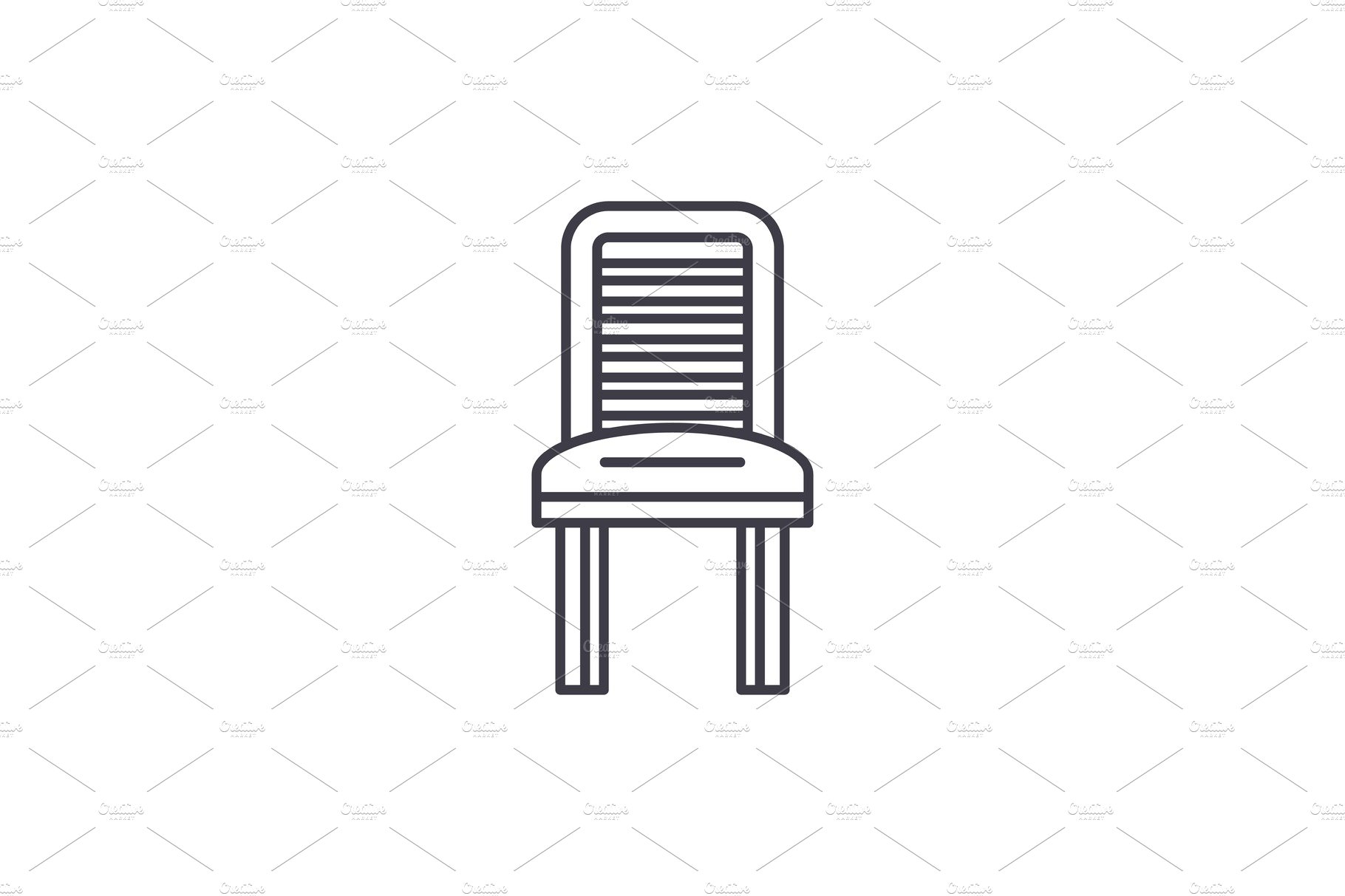 Kitchen chair line icon concept cover image.