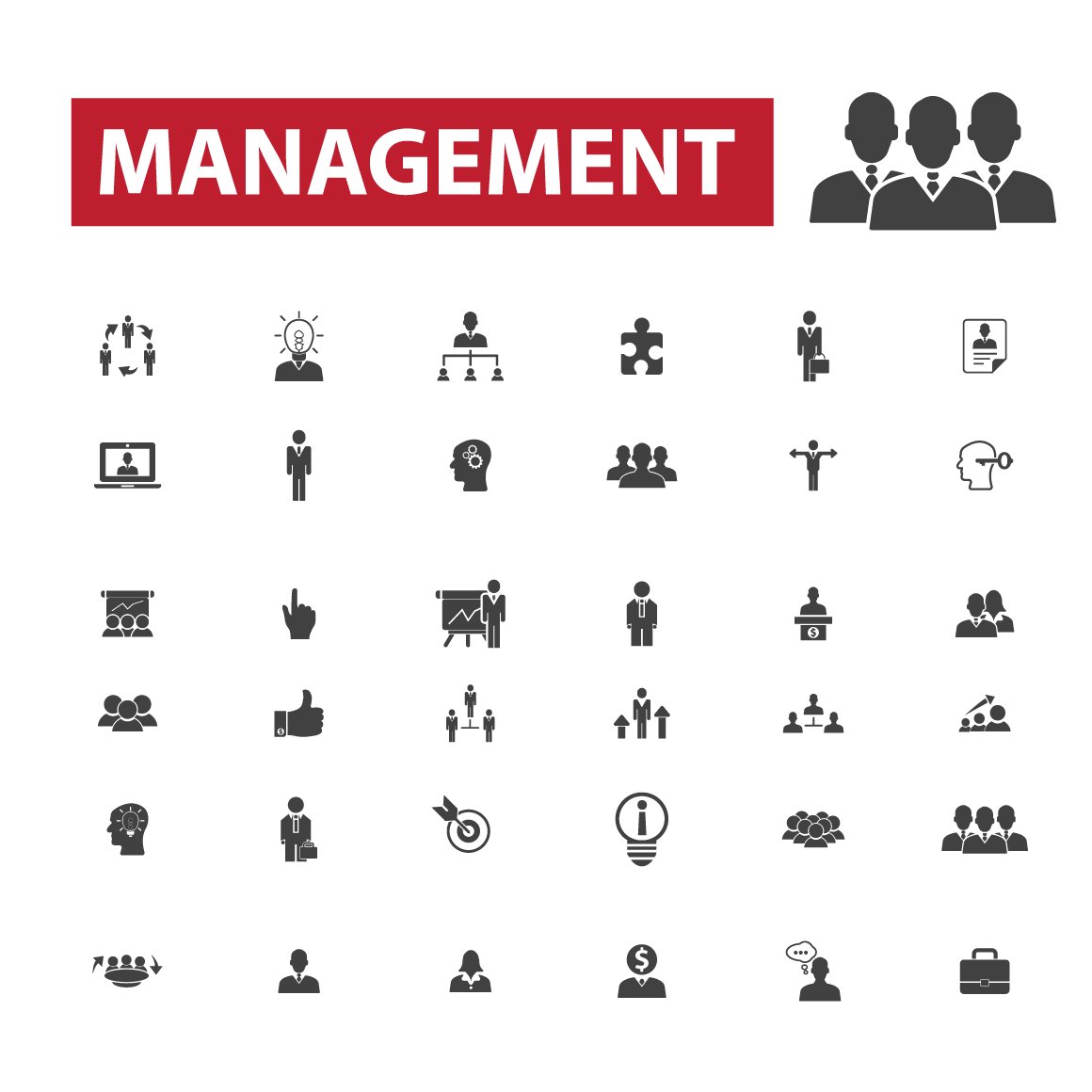 36 management icons preview image.