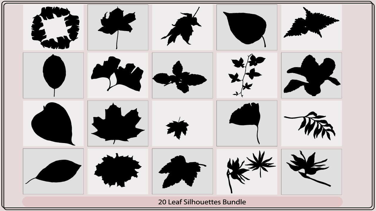 Collection of leaf silhouettes.