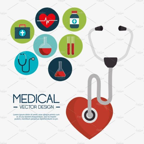 medical healthcare flat icons cover image.