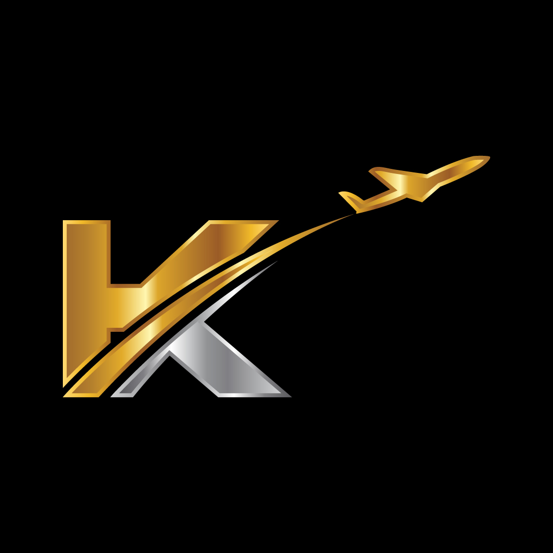 Initial letter K with airplane Logo Design Airline, airplane, aviation, travel logo template cover image.