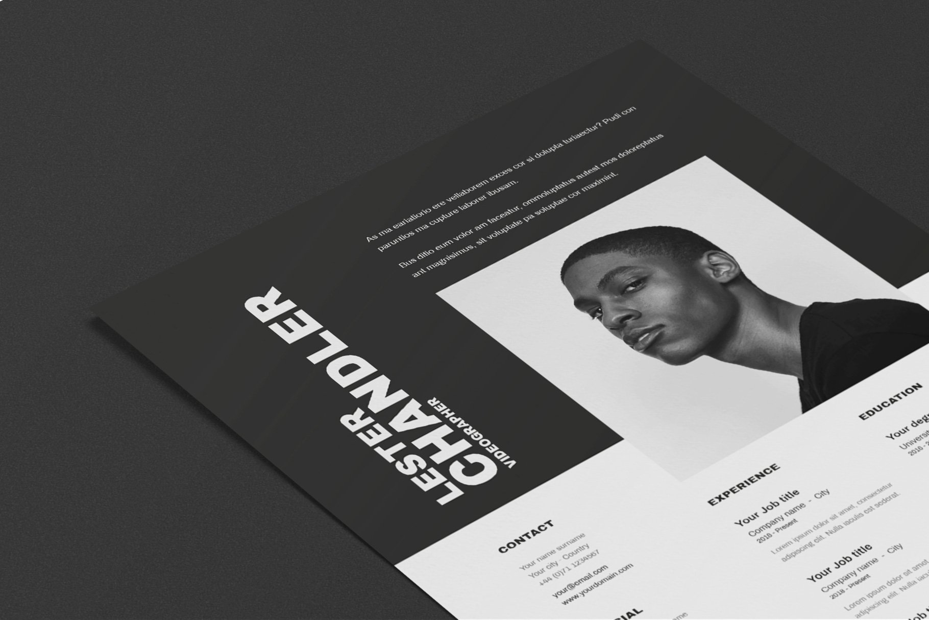 Lester | CV / resume template preview image.