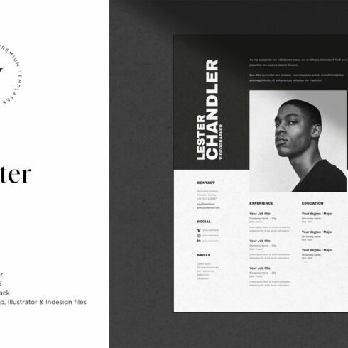 Lester | CV / resume template cover image.