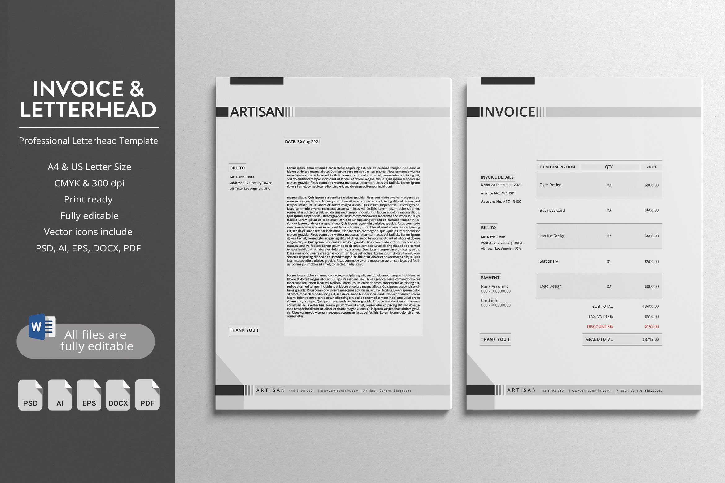 Letterhead & Invoice cover image.