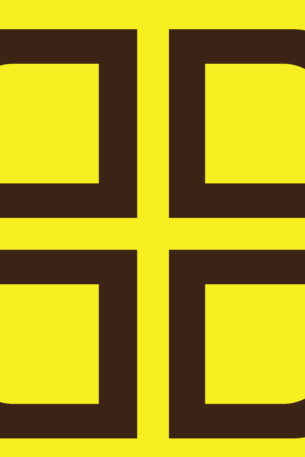 Yellow and brown logo with a brown cross on it.