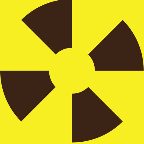 Yellow and brown radiation symbol.