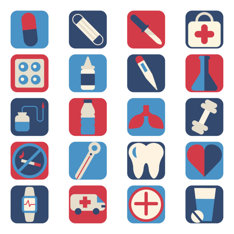 Collection of medical and health icons.