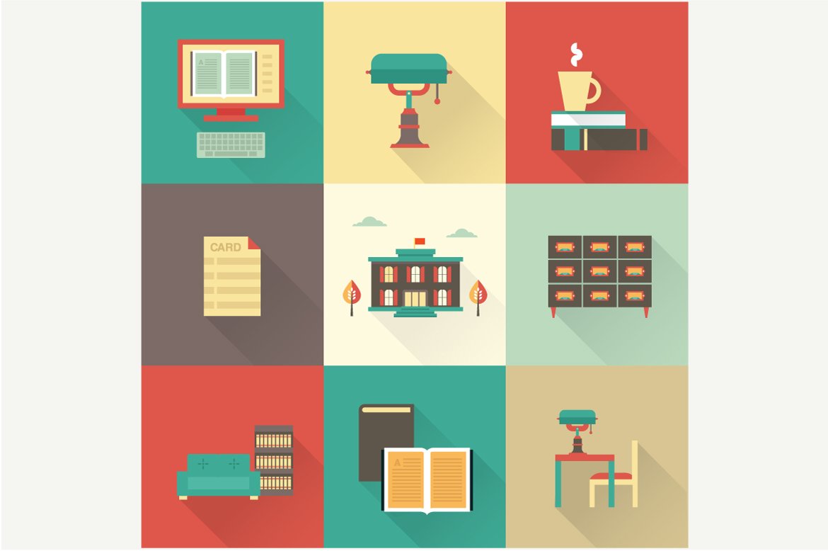 Vector library icons cover image.