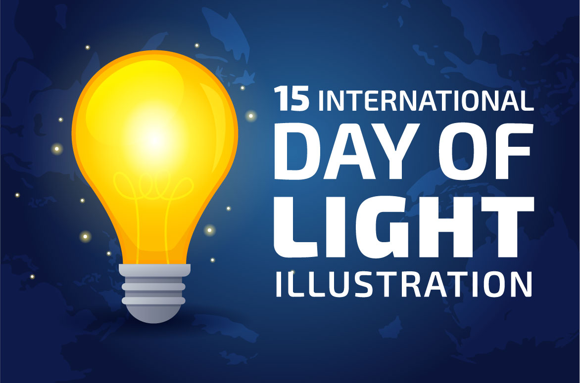 Light bulb with the words international day of light illustration.