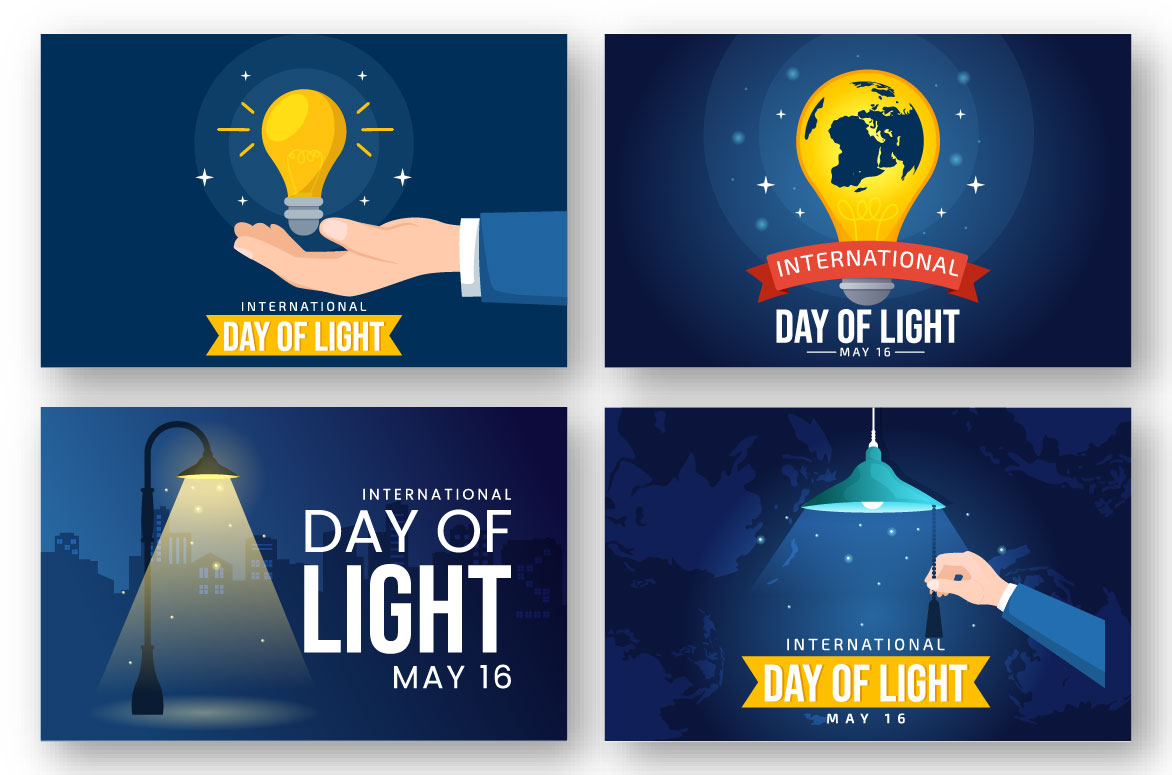Set of four international day of light banners.