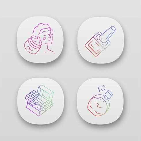 Make up accessories app icons set cover image.