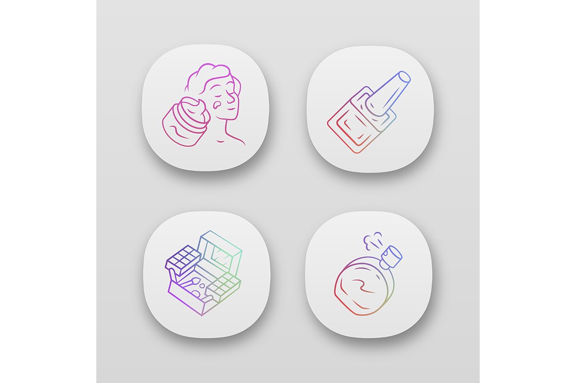 Make up accessories app icons set cover image.