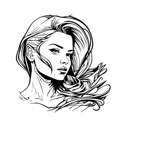 Line art logo of beautiful girl - line art minimal cover image.