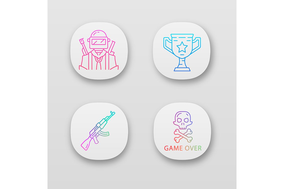 Online game inventory app icons set cover image.