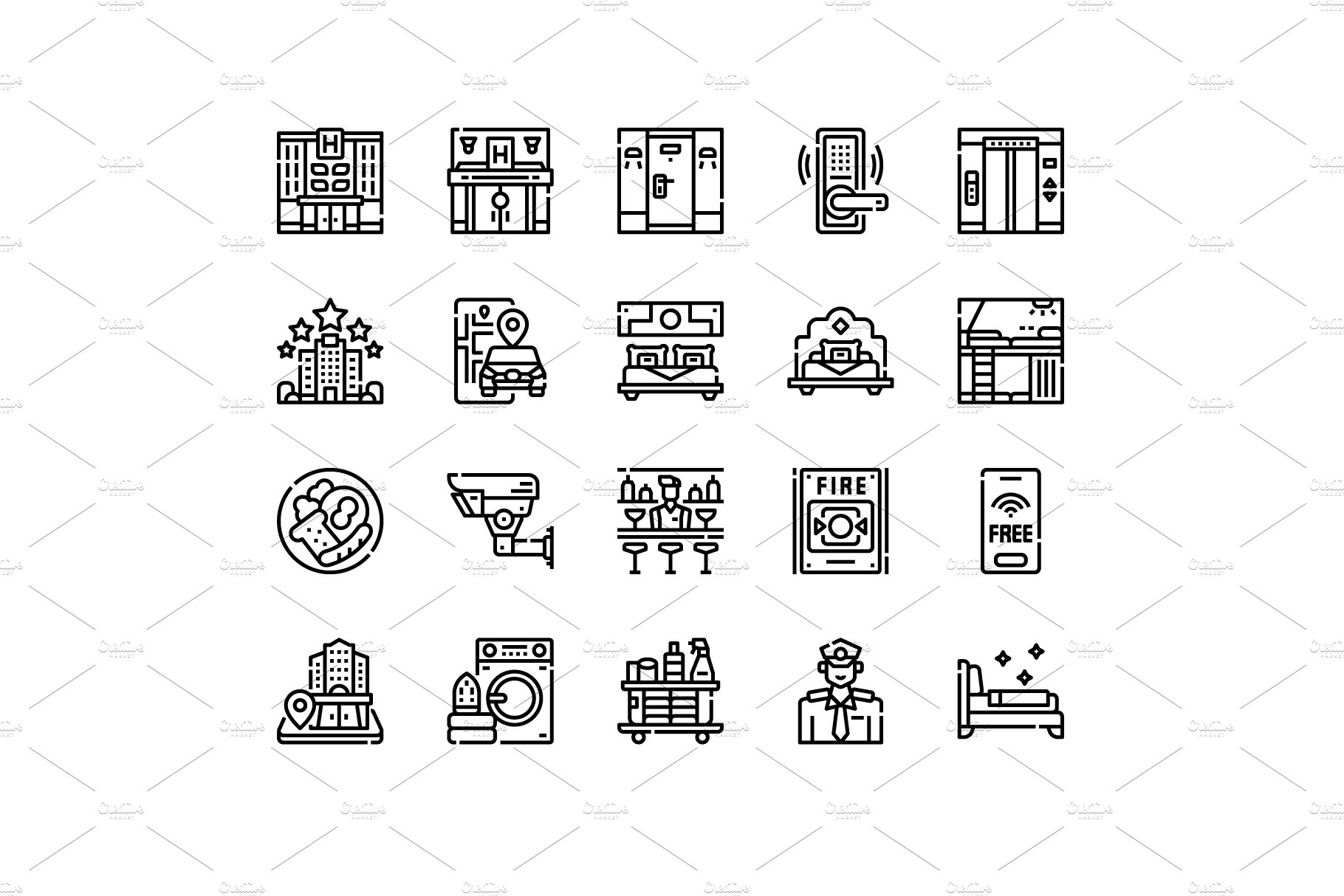 HOTEL SERVICE ICONS PACKS preview image.