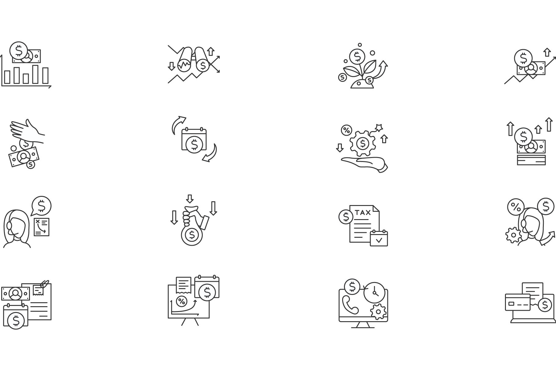 Finance line icons set cover image.