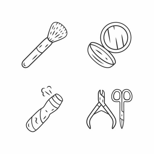 Skin care accessories icons set cover image.