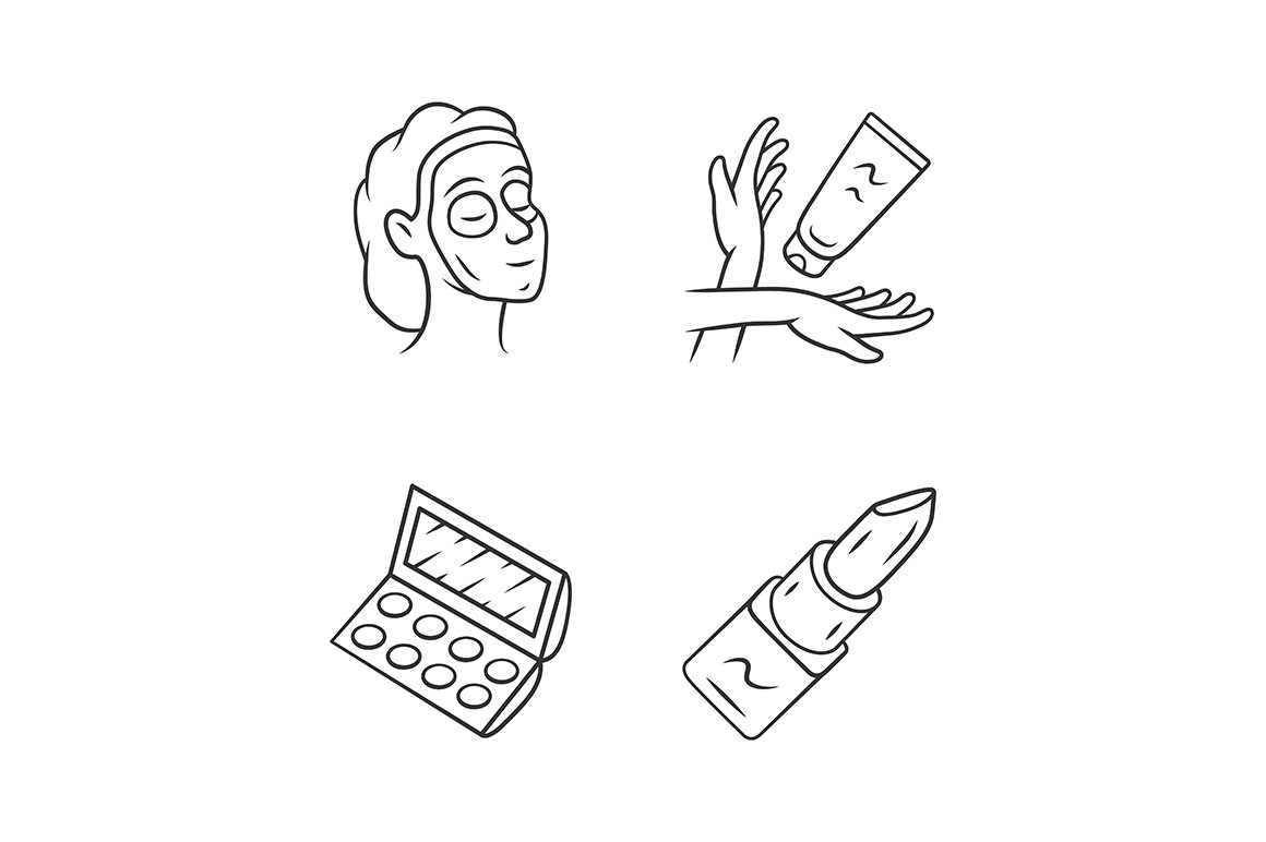 Feminine hygiene, makeup icons set cover image.