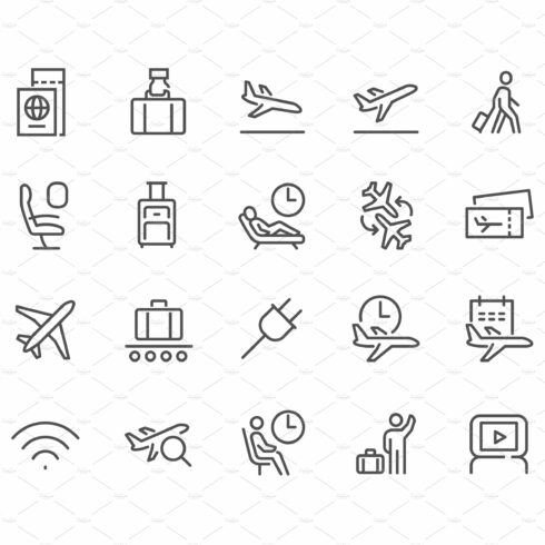 Line Airport Icons cover image.