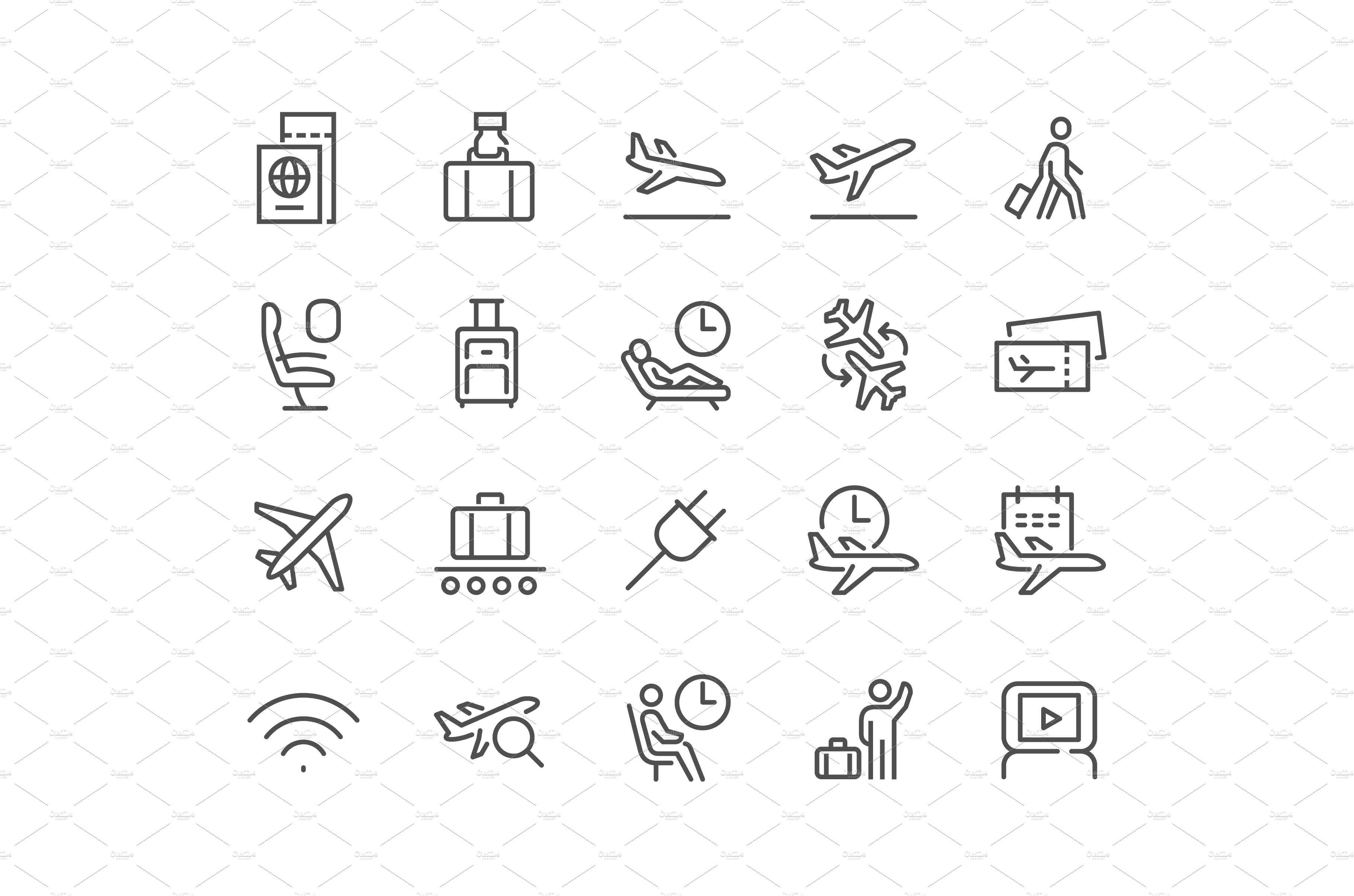 Line Airport Icons cover image.