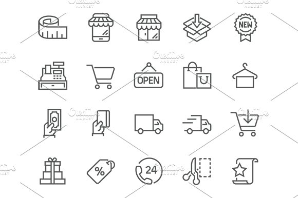 Line Shopping Icons cover image.