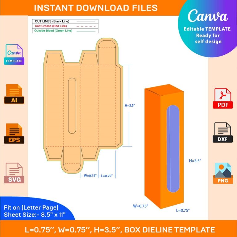 Large Cable Box, Gift Box, Storage Box, Dieline Template SVG, Ai, EPS ...