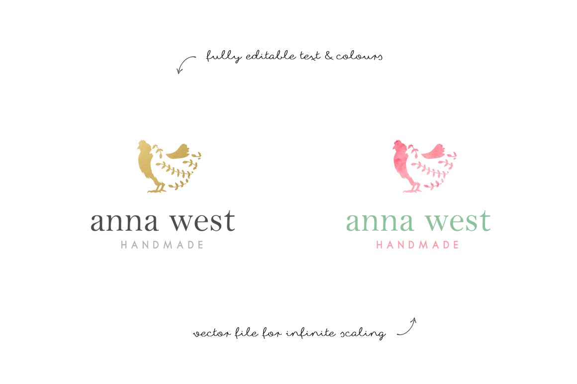 Hen Chicken Logo Hand Drawn Floral preview image.