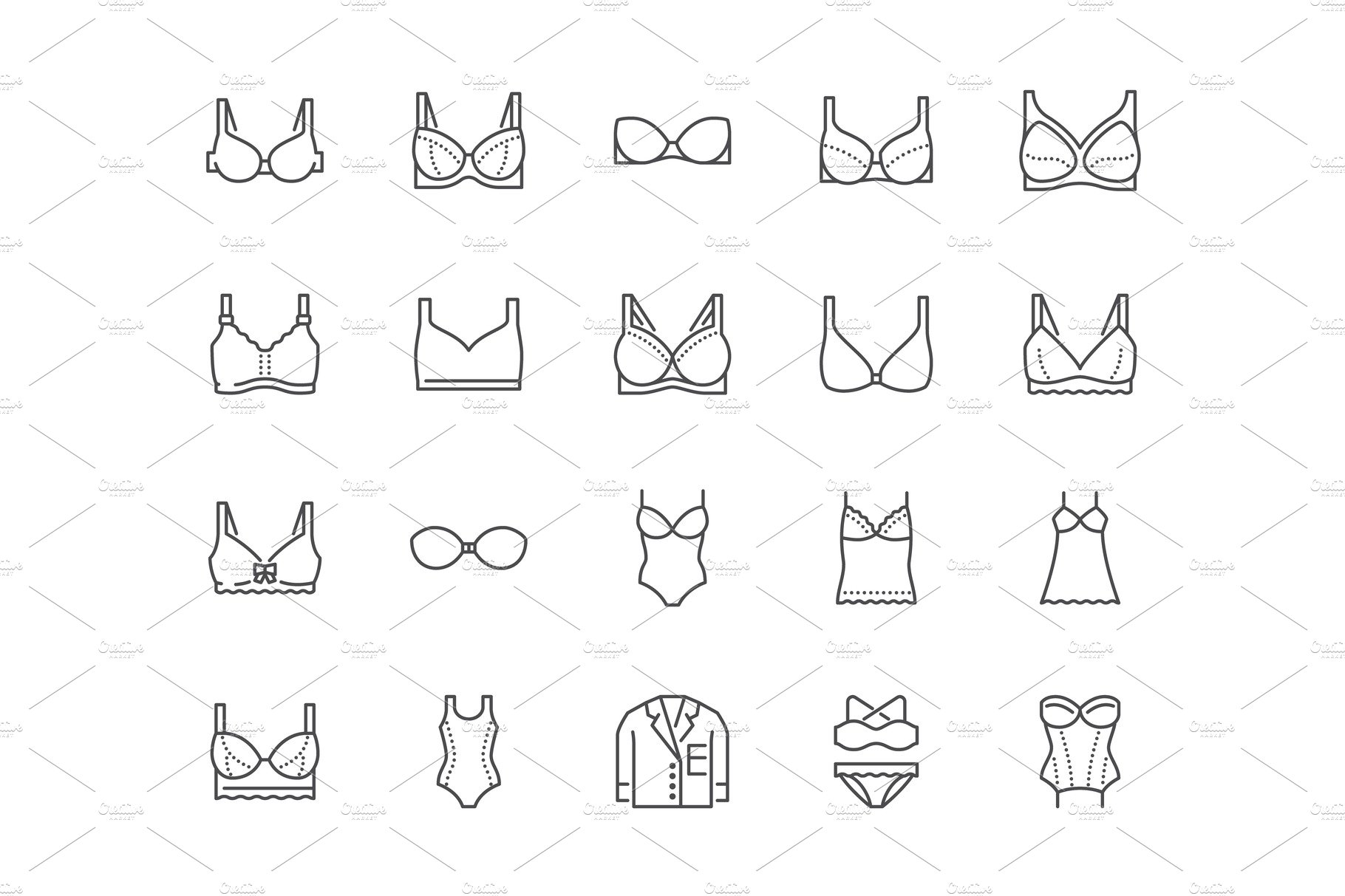 Lingerie Line Icons preview image.