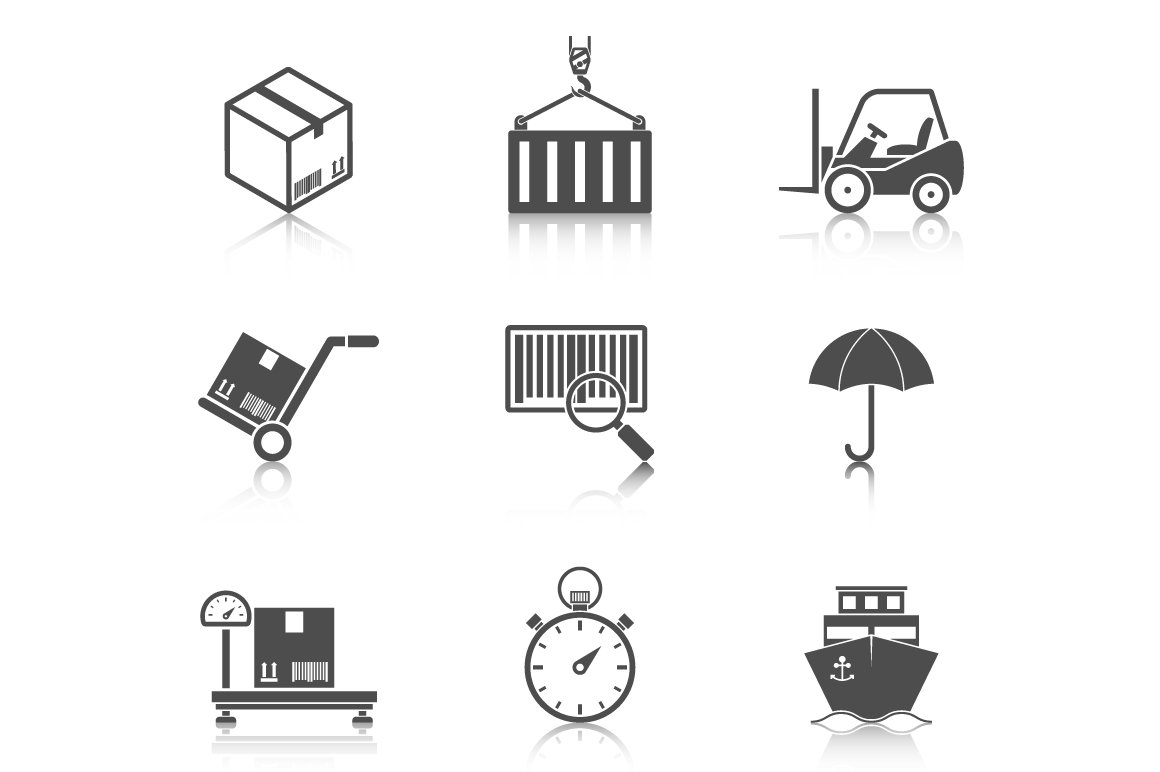 Logistic icons set cover image.