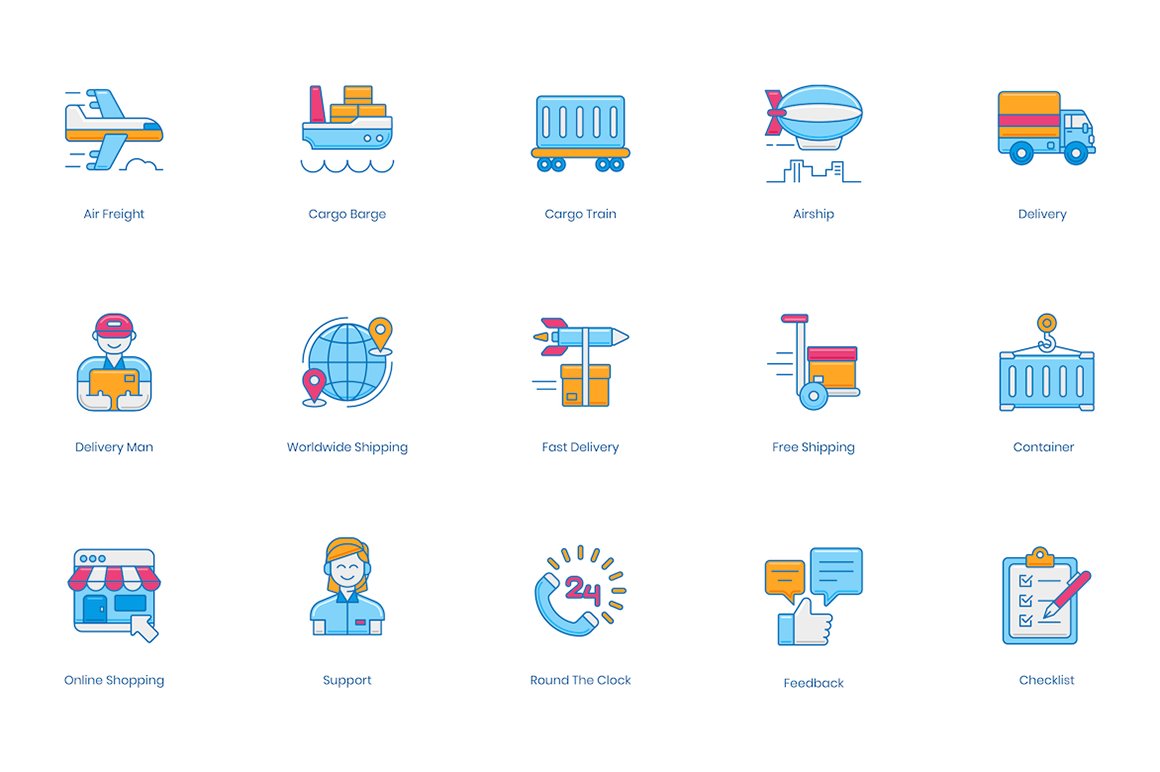 60 Logistics Icons preview image.